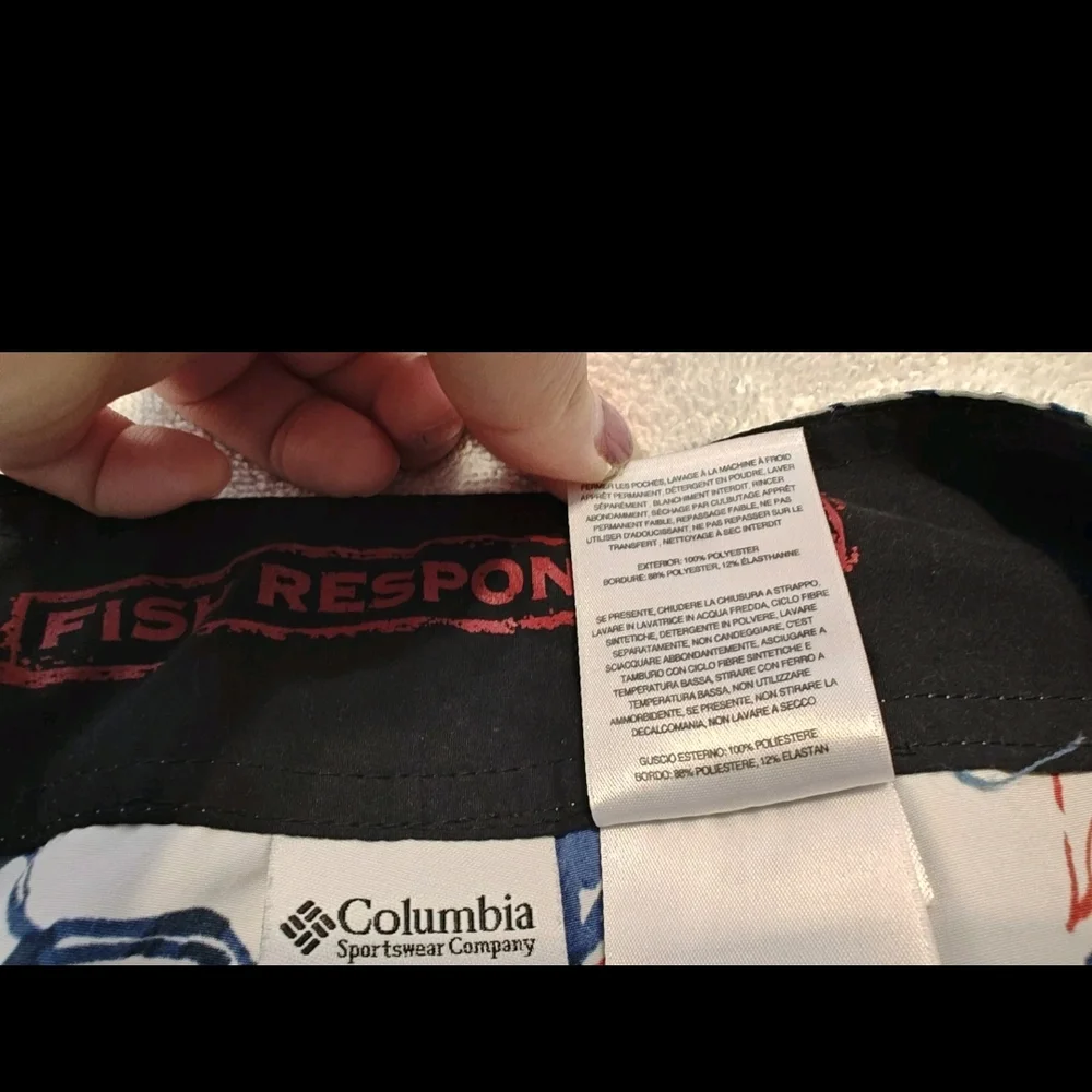 Men's Columbia Fish Print Swim Shorts None Mesh Large - Picture 6 of 9